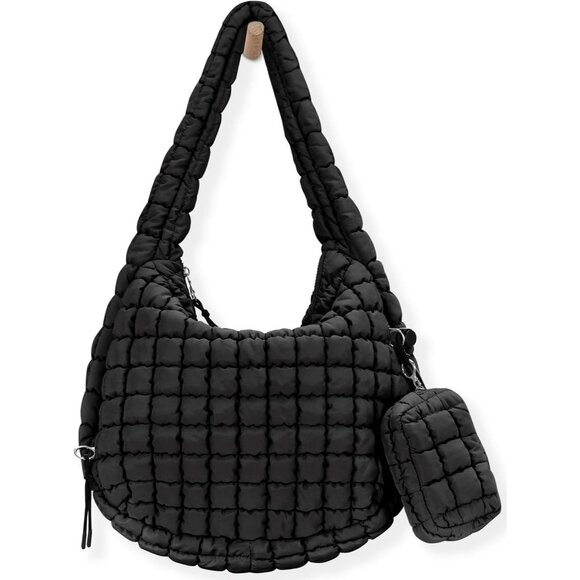 Puffer Tote Bag for Women Large Quilted Puffy Lightweight Carryall Crossbody Tot